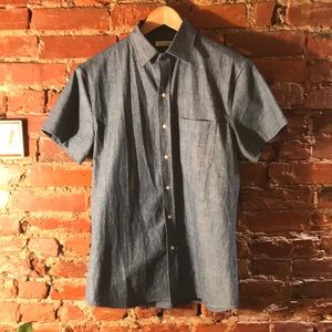 Gustin Blue Chambray Short Sleeve Button Down, sz L